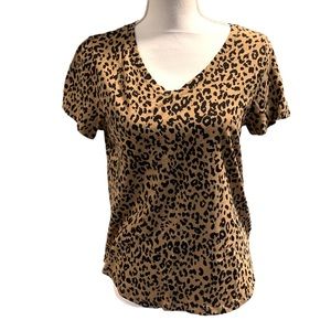 Old Navy Leopard Print Short Sleeve Tee - Tan and Black